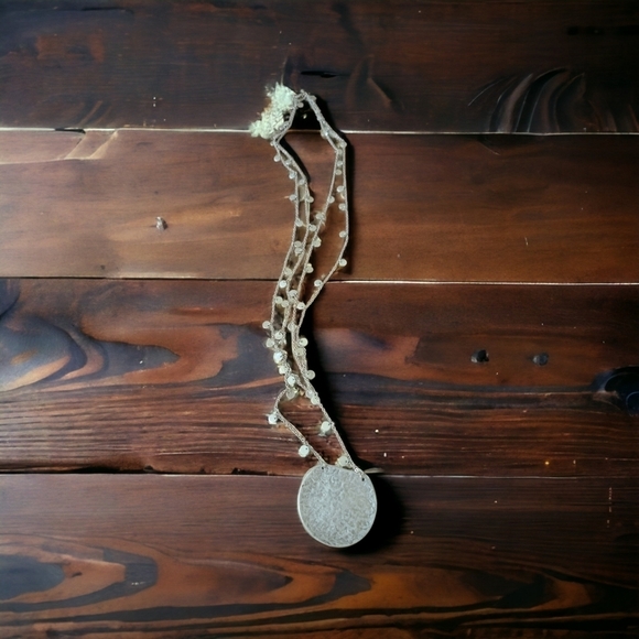 Filigree Disk Long Crochet Necklace - Picture 2 of 2